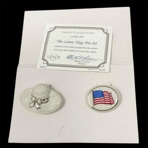 Lenox Flag Pin Set - American Flag & Hat Brooch Lapel Pin